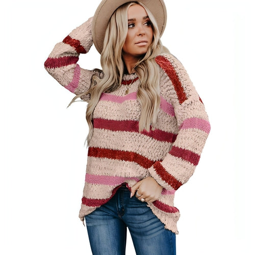 Women's Long Sleeve Striped Sweater