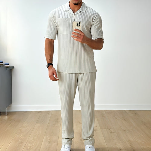 Men's Two-Piece Short Sleeve Polo and Pants Casual Set