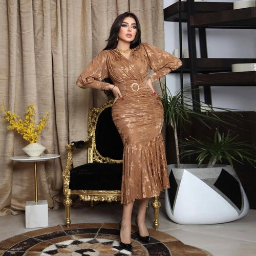 Vestido Urbano de Moda con Escote en V para Mujer
