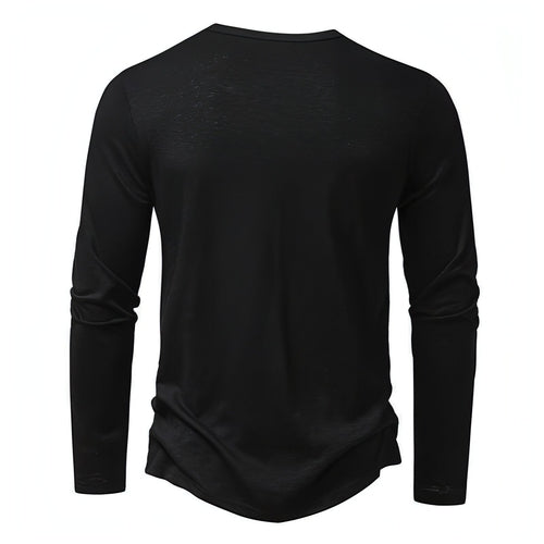 Camiseta de Manga Larga con Cuello Henry para Hombre