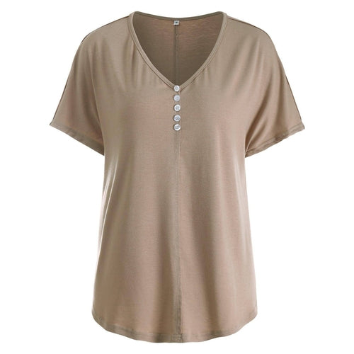 Top de Manga Corta con Cuello en V para Mujer