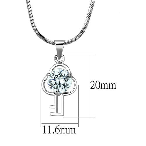 LO4161 - Colgante de Cadena de Latón con Baño de Rodio y Circonita AAA Transparente