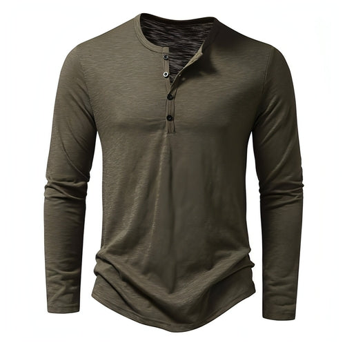 Camiseta de Manga Larga con Cuello Henry para Hombre