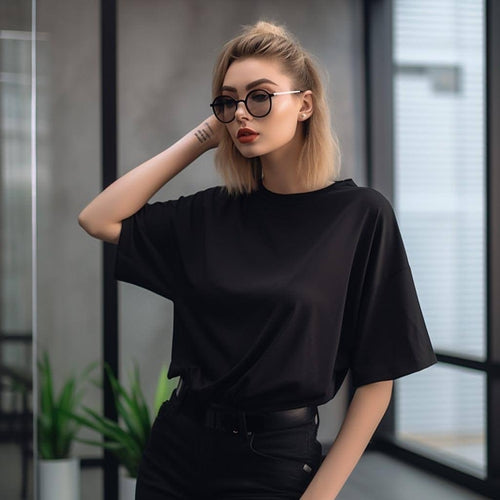 Camiseta Retro Oversize de Algodón para Mujer