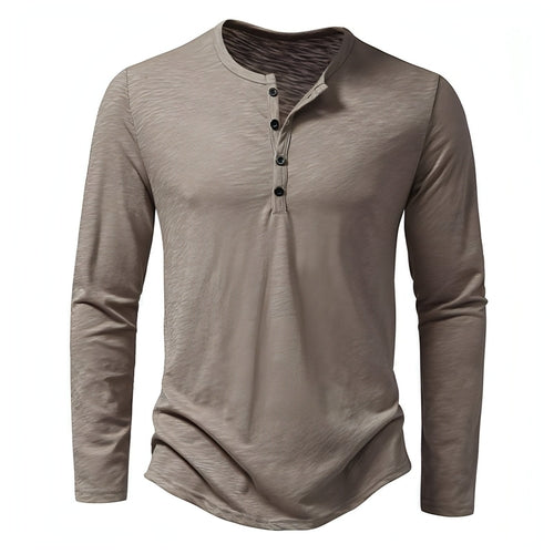 Camiseta de Manga Larga con Cuello Henry para Hombre