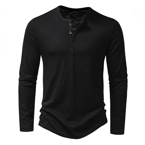 Camiseta de Manga Larga con Cuello Henry para Hombre