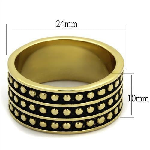 TK2312 - Anillo de Acero Inoxidable Chapado en Oro con Epoxy en Jet