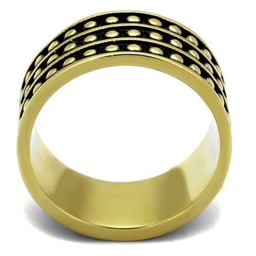 TK2312 - Anillo de Acero Inoxidable Chapado en Oro con Epoxy en Jet