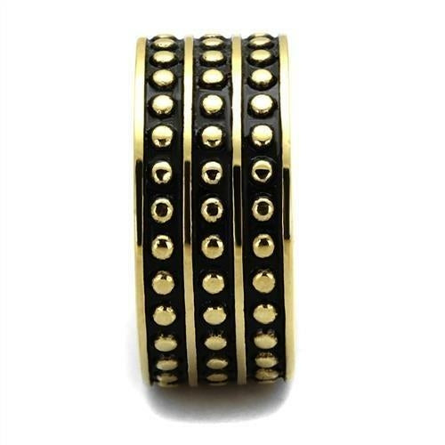 TK2312 - Anillo de Acero Inoxidable Chapado en Oro con Epoxy en Jet