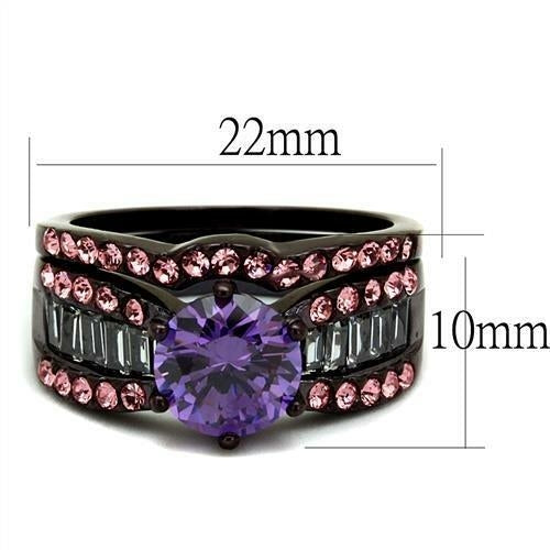 TK2652 - Anillo de Acero Inoxidable Marron Oscuro (IP Cafe) con Circonita AAA