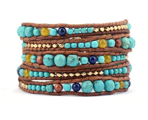 Femmes Pierres Graduées Couleur Or Perles Wrap
