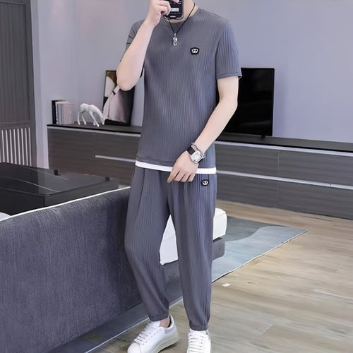 Conjunto Deportivo de Manga Corta y Pantalón de Secado Rápido para Hombre