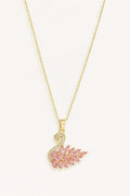 Collier cygne rose en acier inoxydable pour femme
