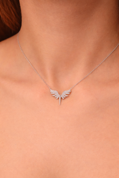 Collar Arcángel Miguel de Plata de Ley 925 con Piedra Blanca para Mujer
