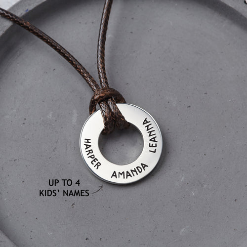 Collier Papa avec Noms d'Enfants, Cadeau Papa Gravé, Collier Personnalisé Homme