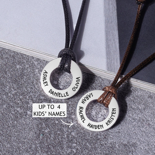 Collar para Papá con Nombres de los Hijos, Regalo Grabado, Collar Personalizado para Hombre
