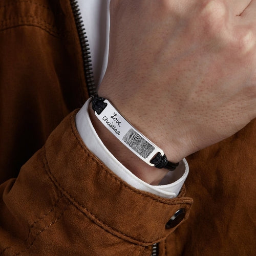 Bracelet Empreinte Digitale Écriture, Bracelet pour Homme