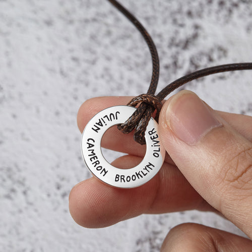 Collier Papa avec Noms d'Enfants, Cadeau Papa Gravé, Collier Personnalisé Homme