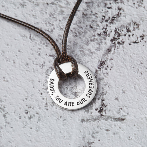 Collier Papa avec Noms d'Enfants, Cadeau Papa Gravé, Collier Personnalisé Homme