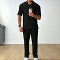 Conjunto de Dos Piezas Polo Casual de Manga Corta y Pantalón para Hombre