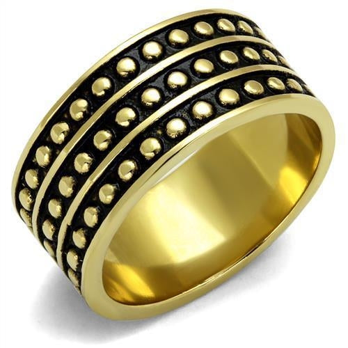 TK2312 - Anillo de Acero Inoxidable Chapado en Oro con Epoxy en Jet